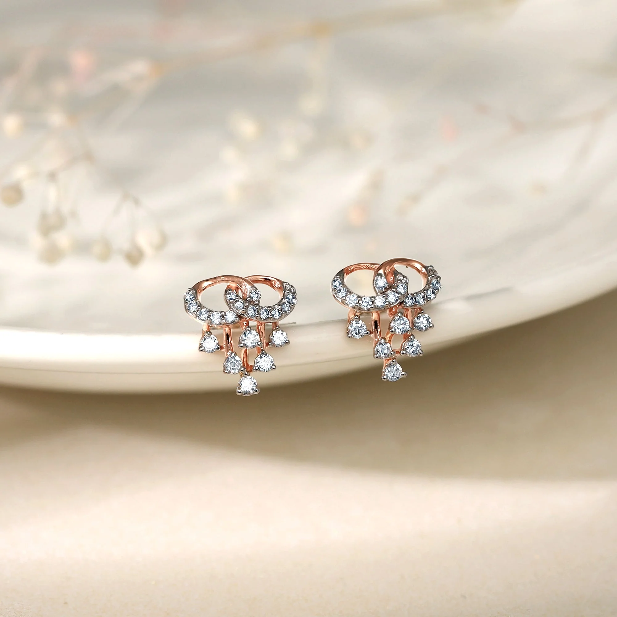 Rose Gold Royal Diamond Stud Earrings - Image 2