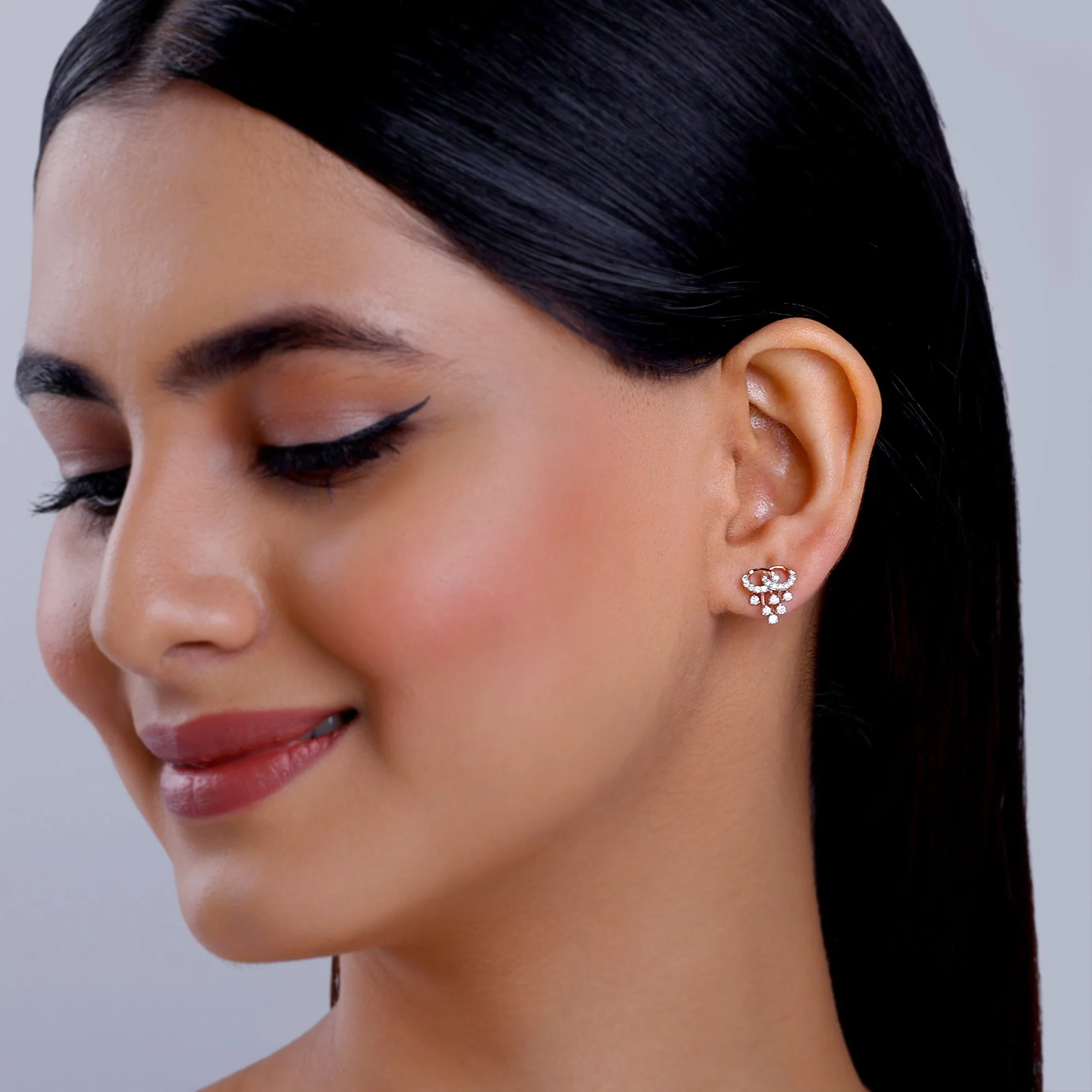 Rose Gold Royal Diamond Stud Earrings - Image 3