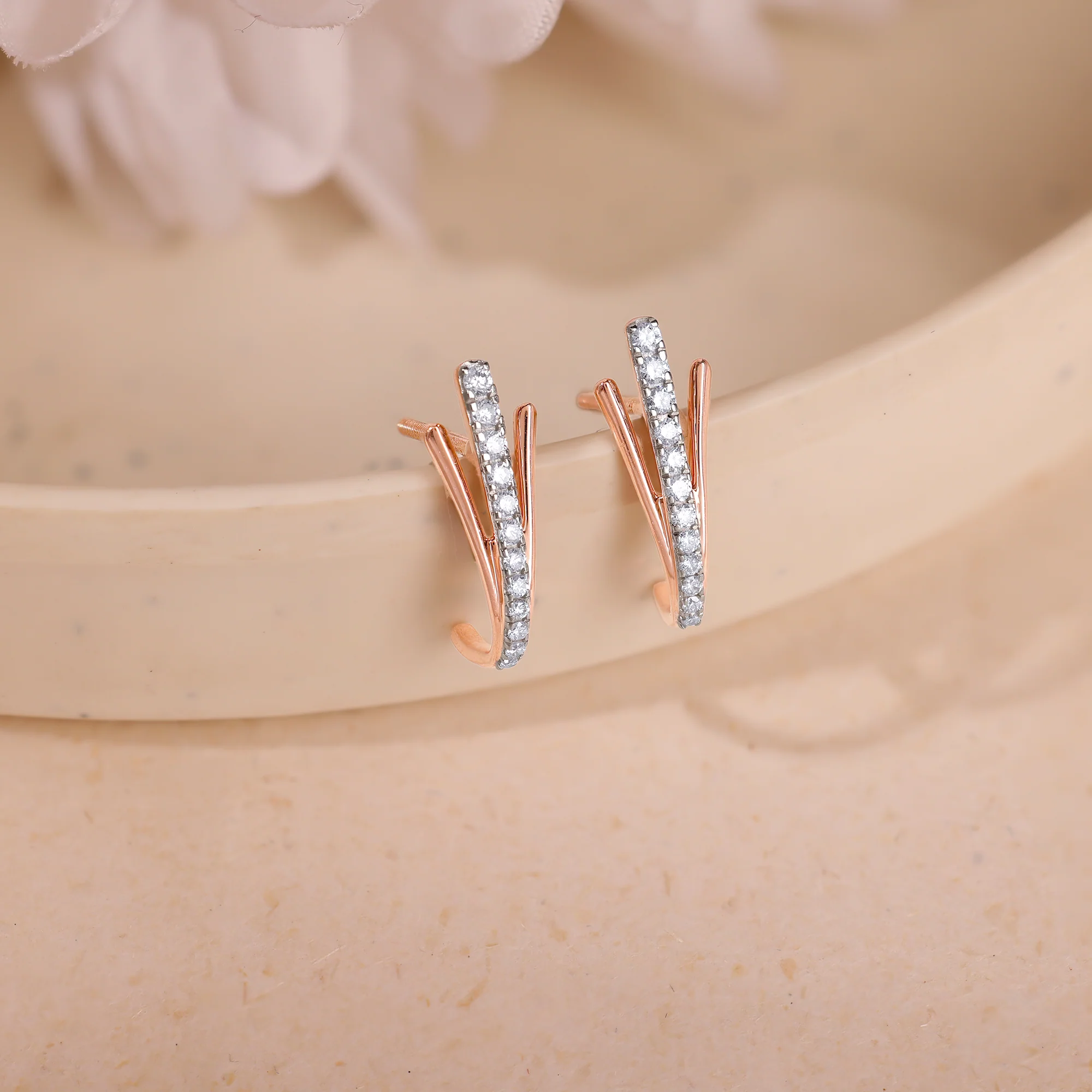 Rose Gold Saga Lab Grown Diamond Earrings - Image 2