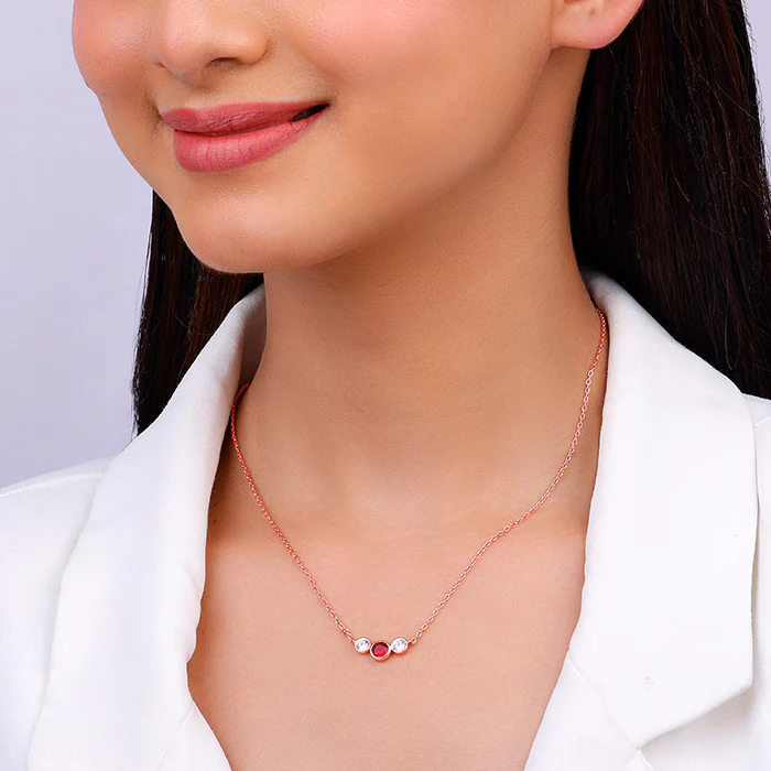 Rose Gold Scarlet Trio Necklace - Image 3