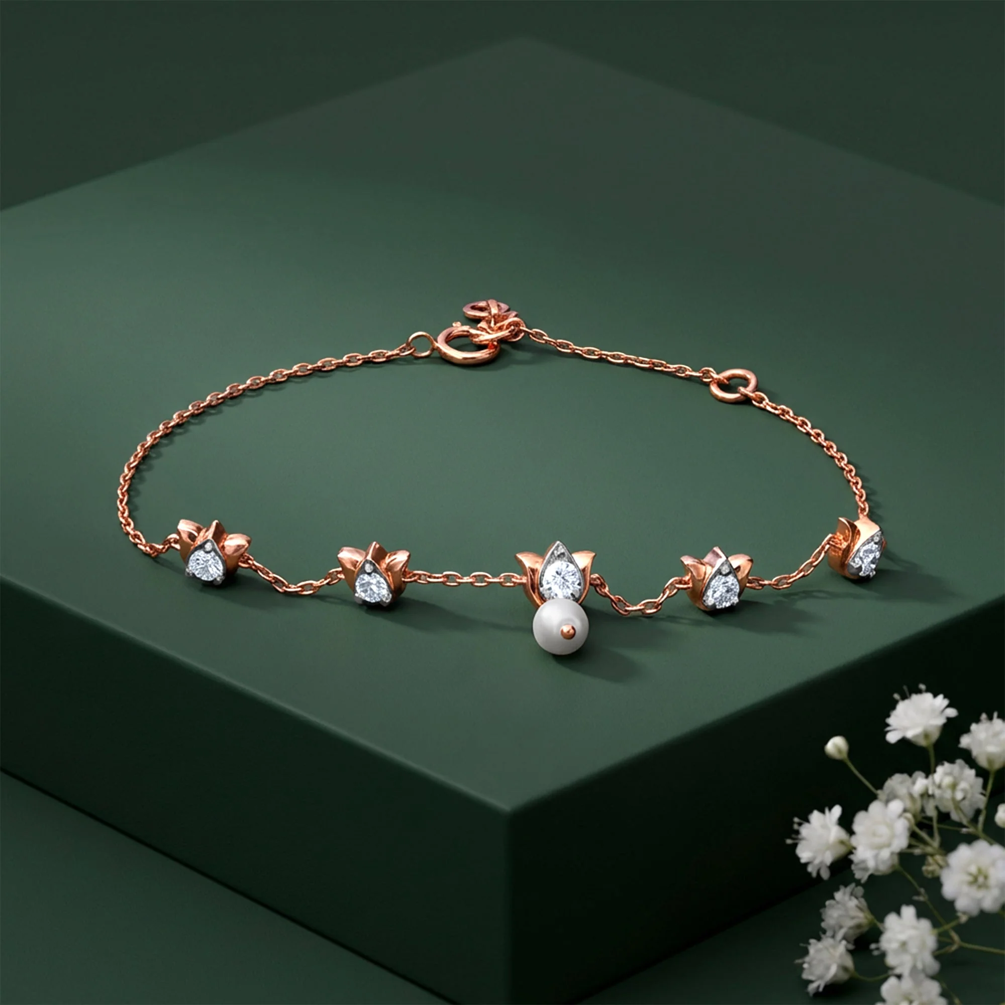 Rose Gold Seren Lotus Lab Grown Diamond Bracelet - Image 2