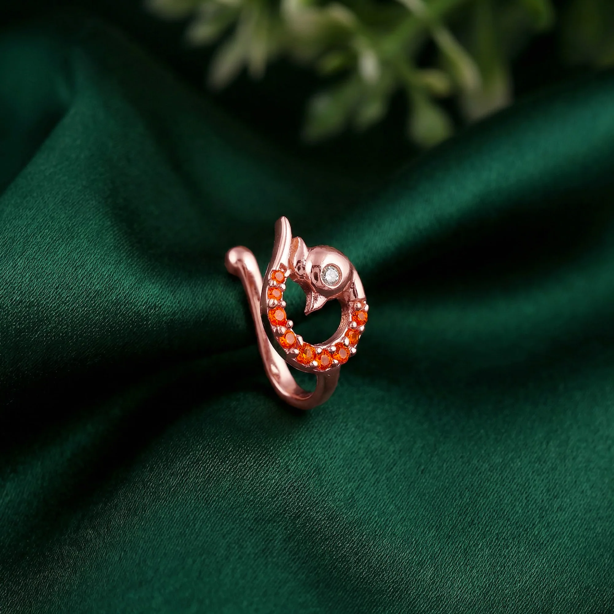 Rose Gold Sharvani Nose Pin (Clip on) - Image 2