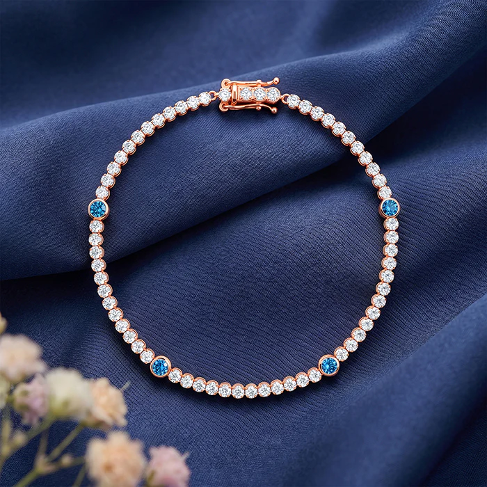 Rose Gold Shiney Tennis Bracelet (Size 18 cm) - Image 2