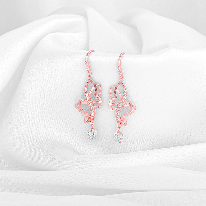 Rose Gold Shining Butterfly Earrings - Image 2