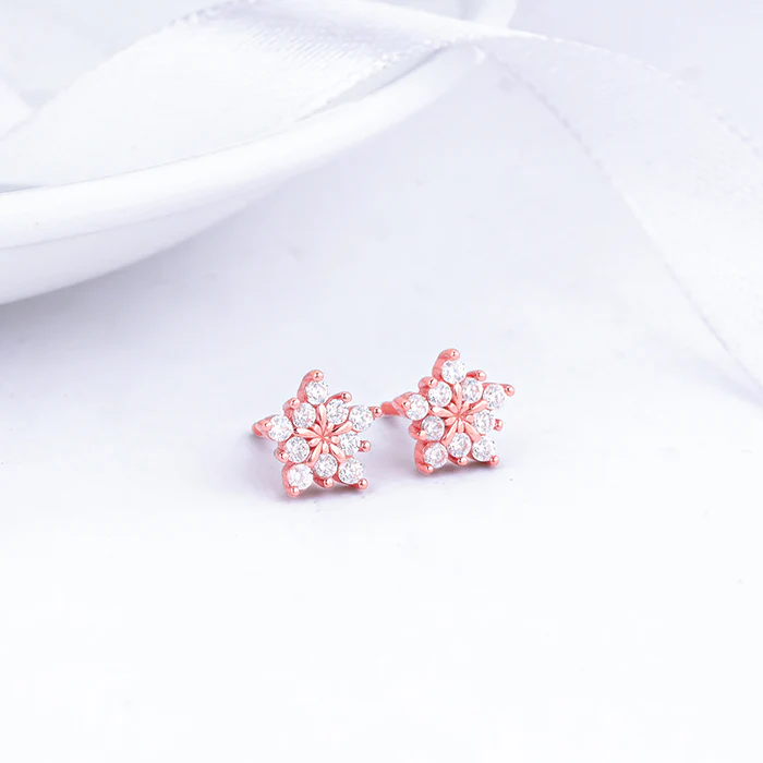 Rose Gold Shining Star Stud Earrings - Image 2