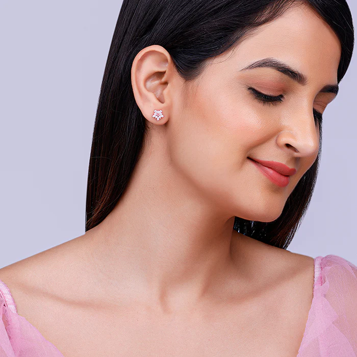 Rose Gold Shining Star Stud Earrings - Image 3