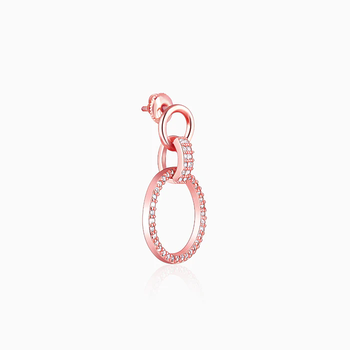 Rose Gold Shiny Drop Earrings - Image 4