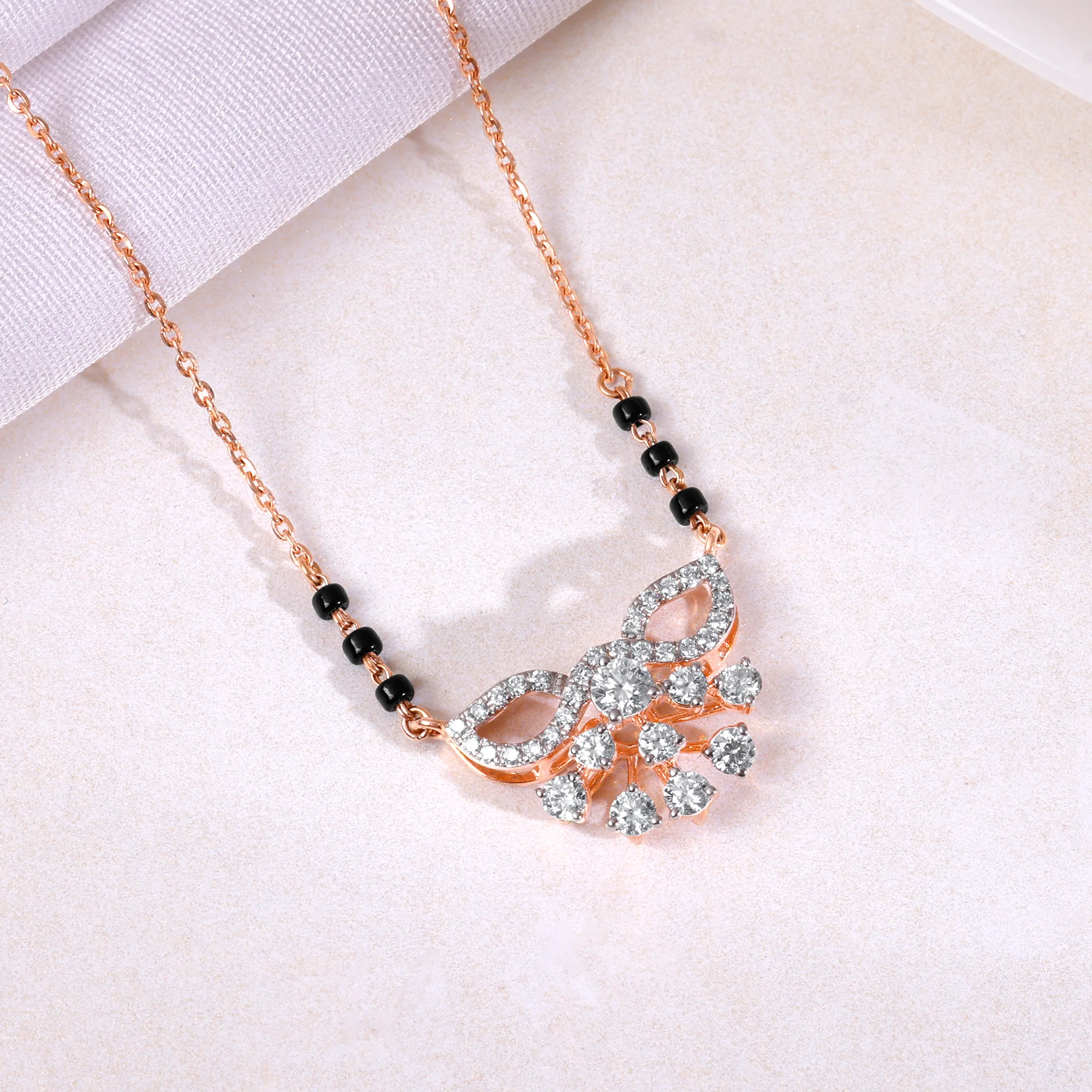 Rose Gold Shruthi Lab Grown Diamond Mangalsutra - Image 2