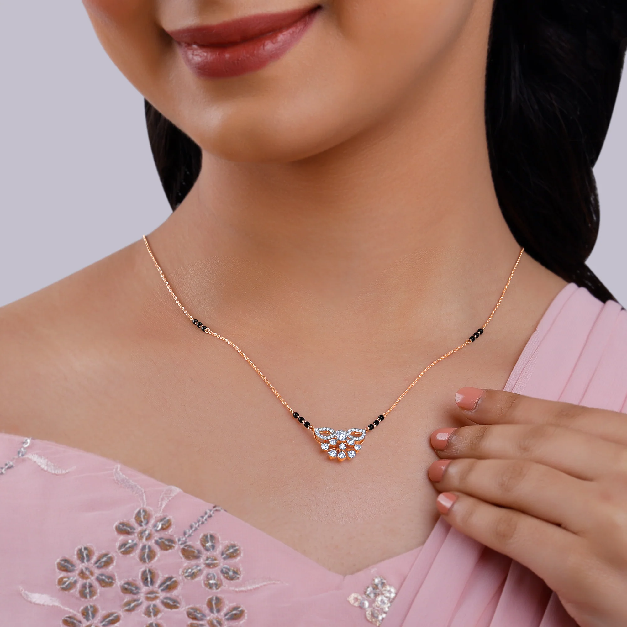 Rose Gold Shruthi Lab Grown Diamond Mangalsutra - Image 3