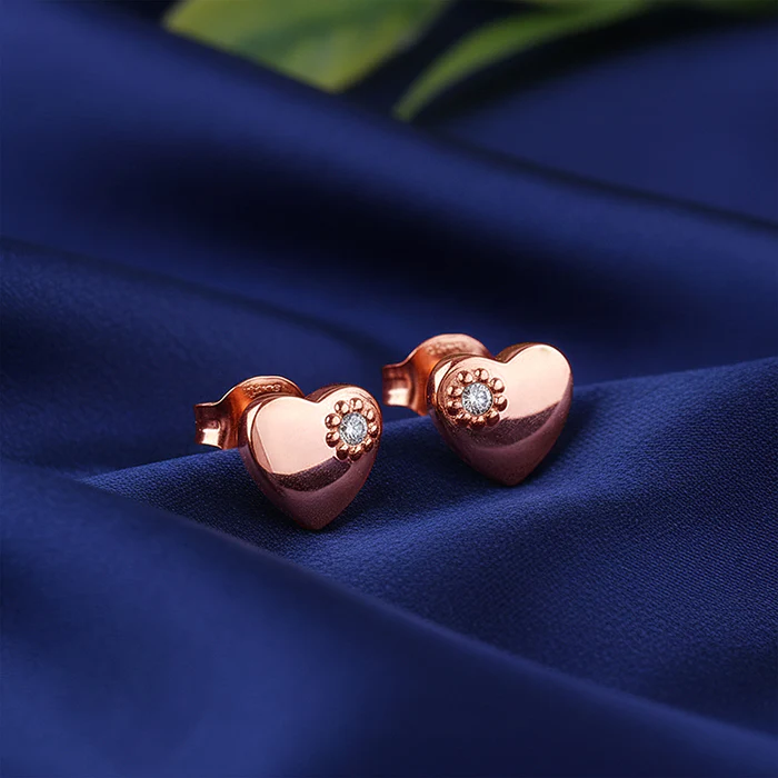 Rose Gold Silent Embrace Stud Earrings - Image 2