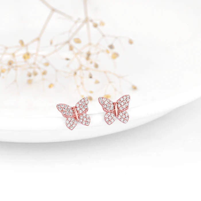 Rose Gold Skipper Butterfly Earrings - Image 2