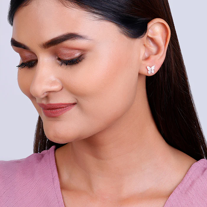 Rose Gold Skipper Butterfly Earrings - Image 3