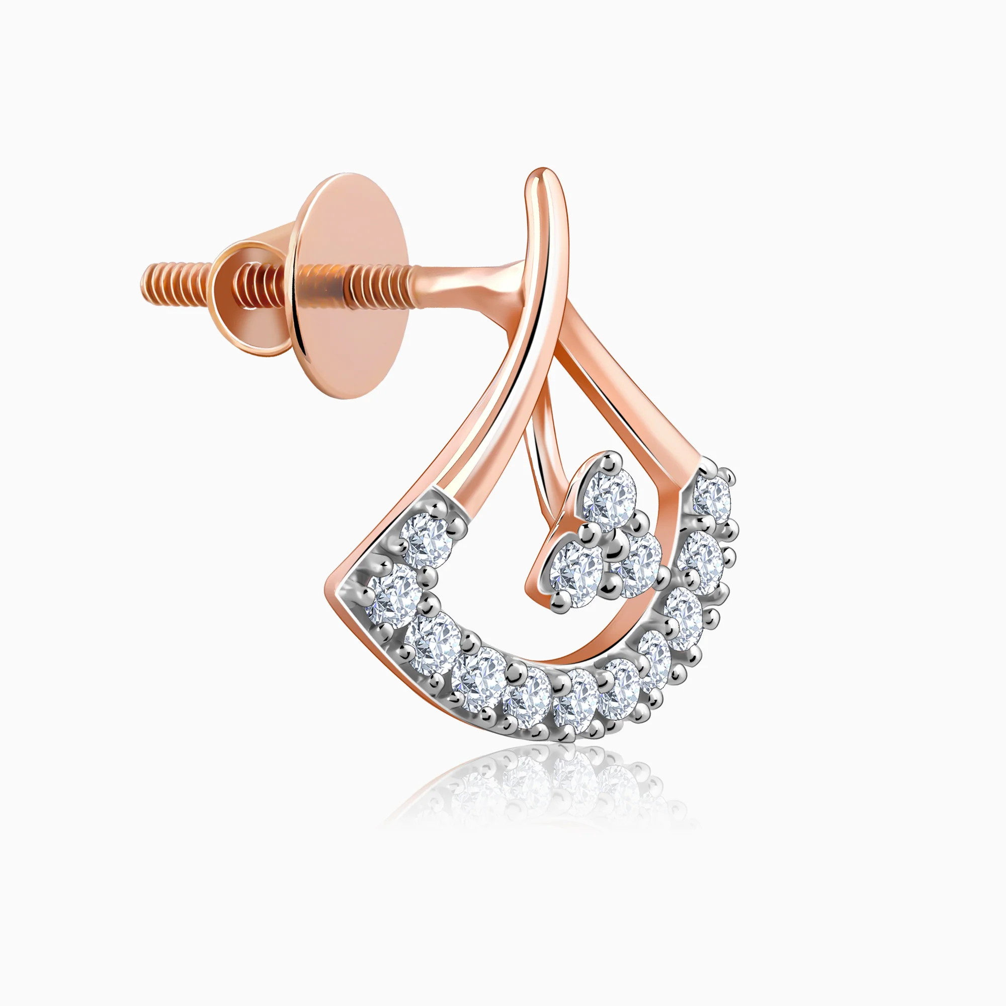 Rose Gold Sleek Diamond Earrings - Image 4
