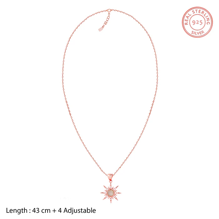 Rose Gold Solar Flare Pendant with Link Chain - Image 5