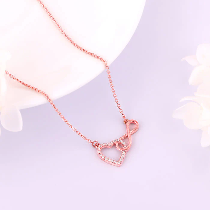 Rose Gold Sparkling Infinity Necklace - Image 2