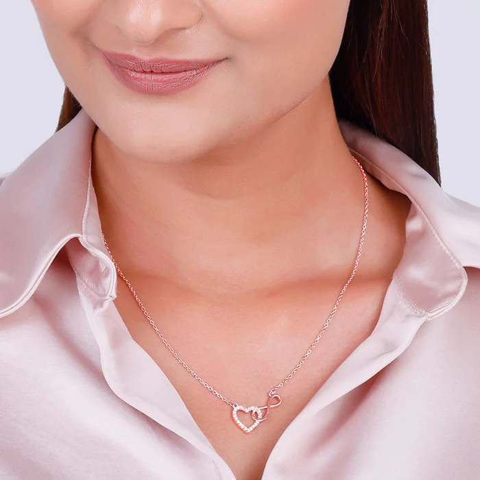 Rose Gold Sparkling Infinity Necklace - Image 3