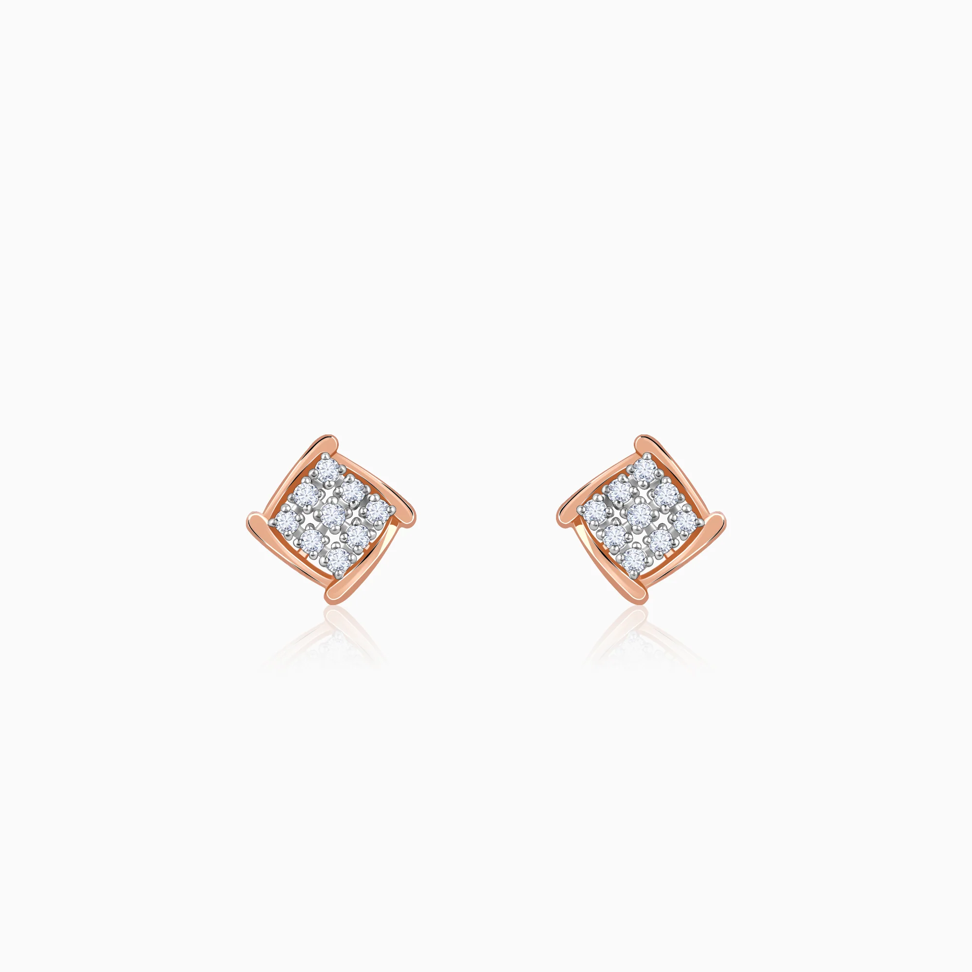 Rose Gold Sparkling Square Lab Grown Diamond Earrings