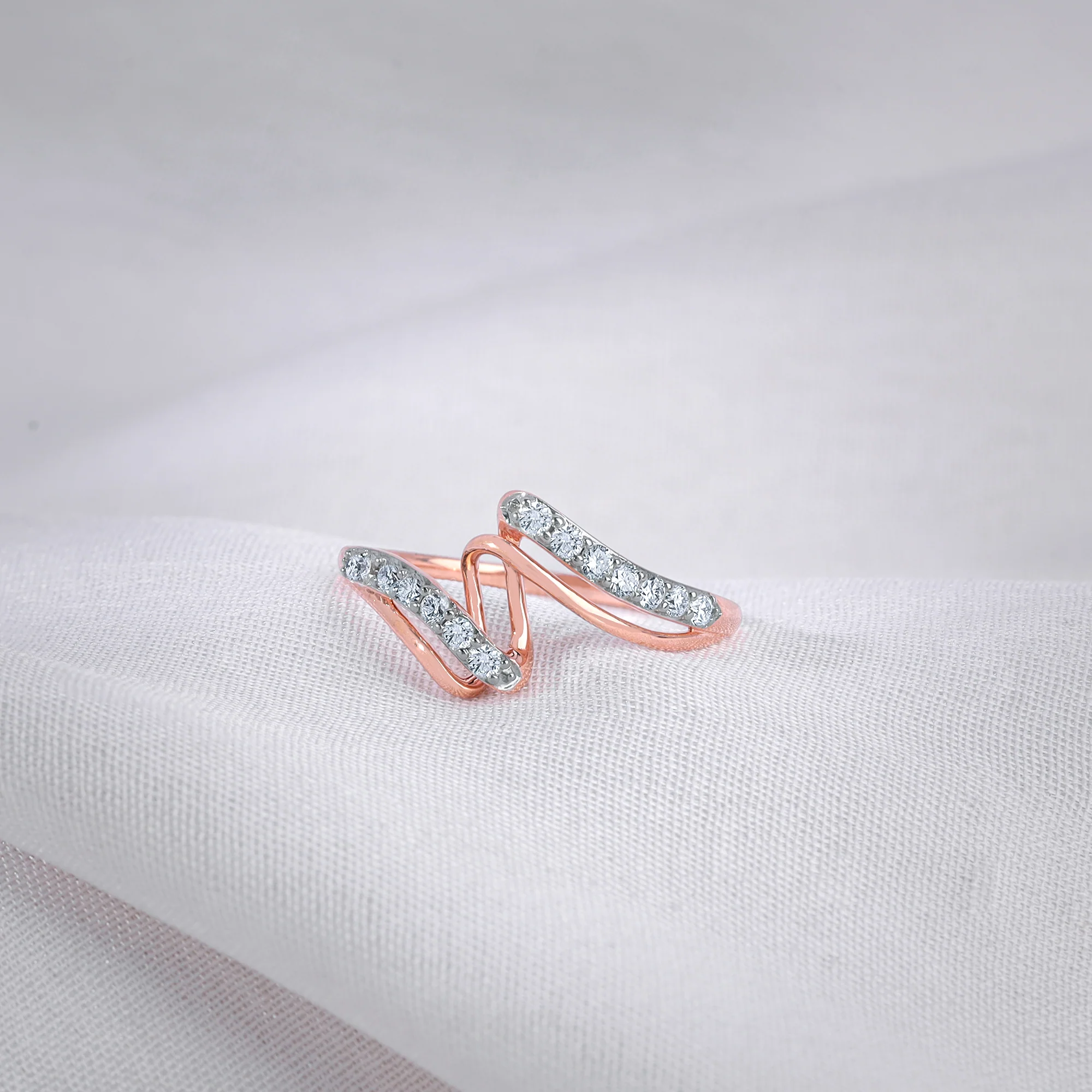Rose Gold Spiral Lab Grown Diamond Ring - Image 2
