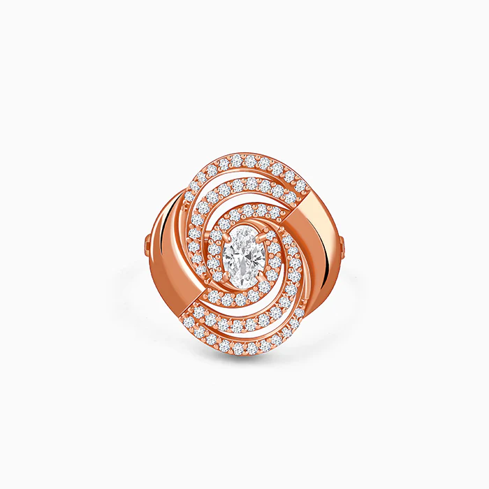 Rose Gold Spiral Sparkle Ring (Size 12)