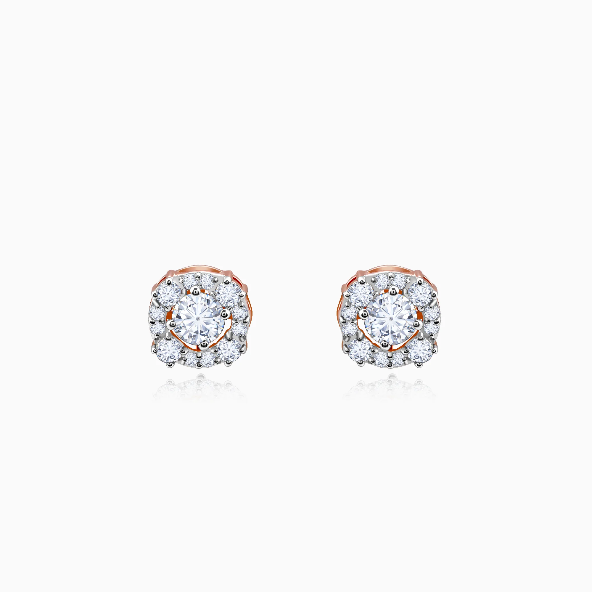Rose Gold Spring Halo Lab Grown Diamond Earrings - Image 2