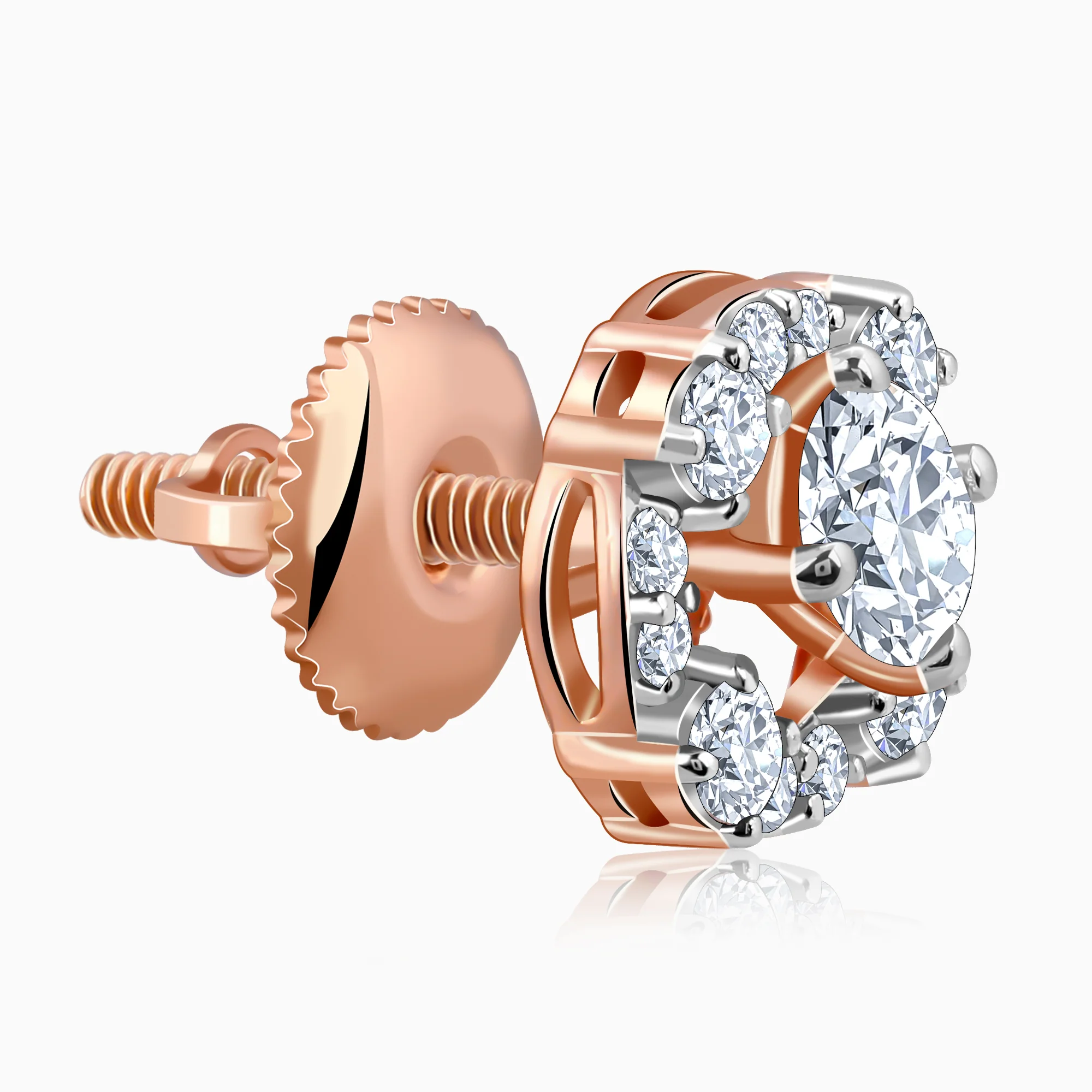 Rose Gold Spring Halo Lab Grown Diamond Earrings - Image 8
