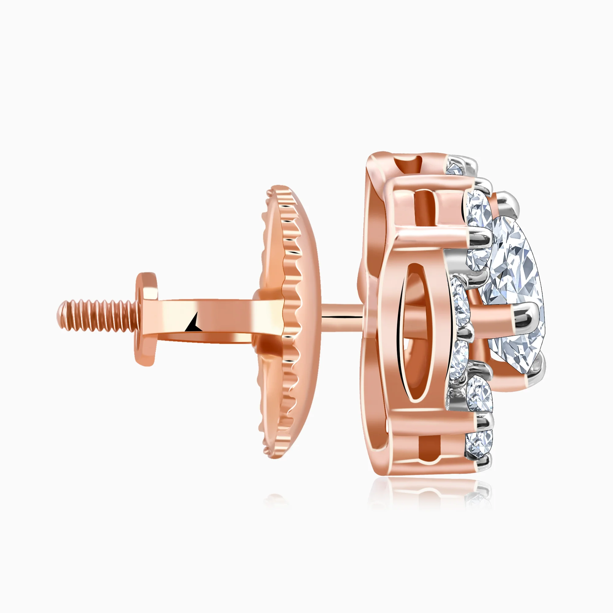 Rose Gold Spring Halo Lab Grown Diamond Earrings - Image 9