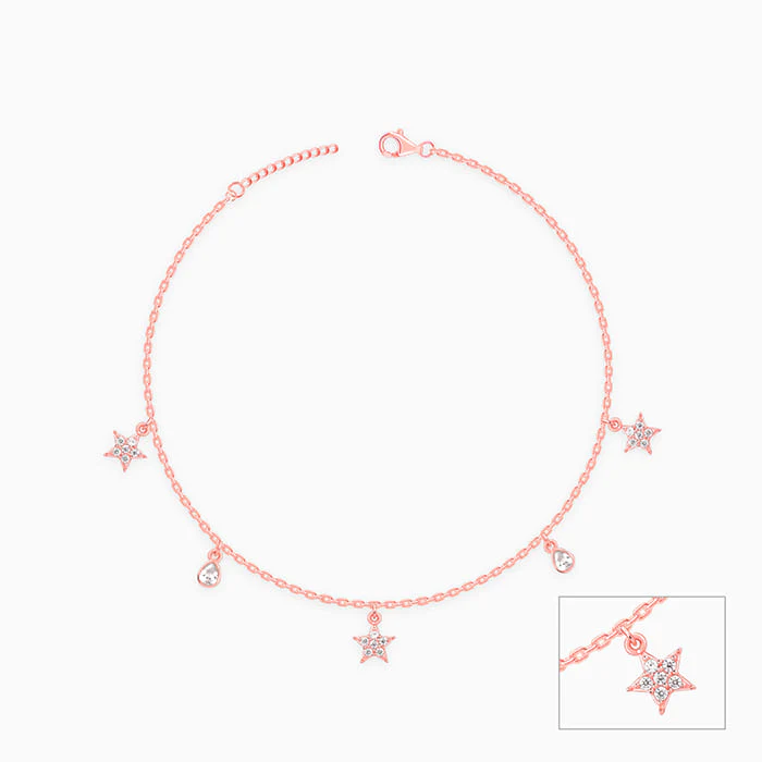 Rose Gold Starry Charm Anklet - Image 3