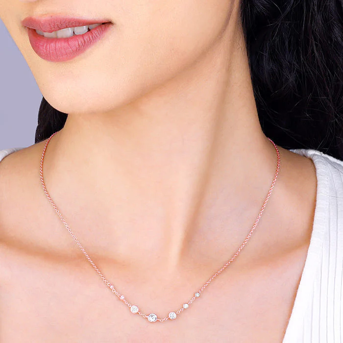 Rose Gold Stoned Necklace - Image 3