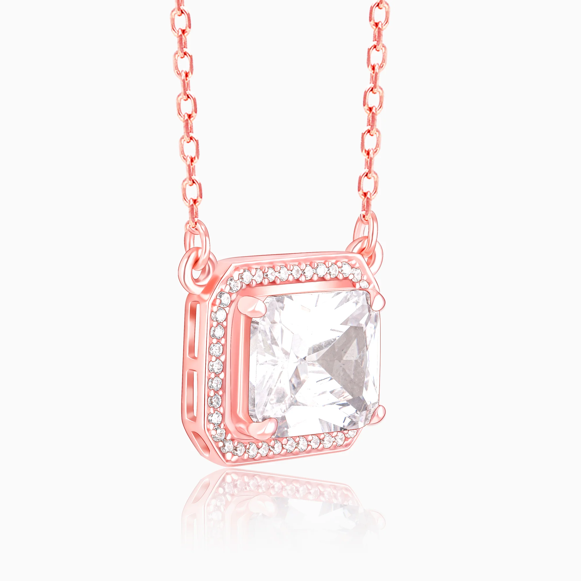 Rose Gold Studded Baguette  Necklace - Image 4