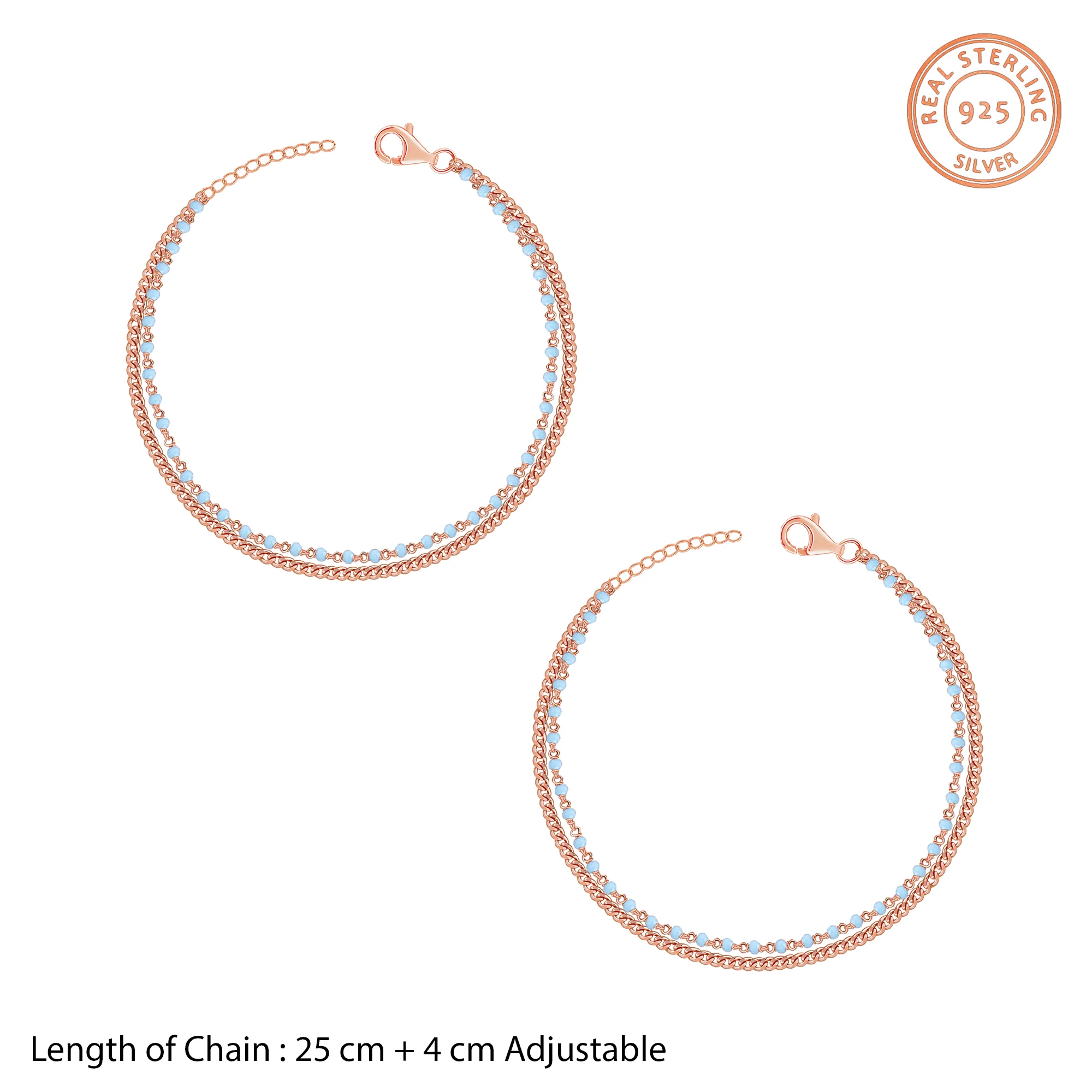 Rose Gold Studded Classy Anklet - Image 4