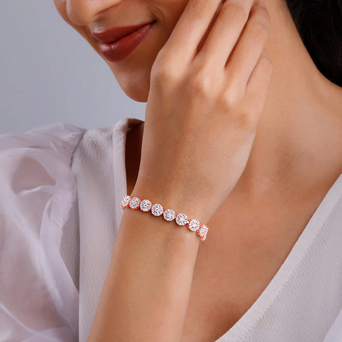 Anushka Sharma Rose Gold Studded Flower Bracelet - Image 3