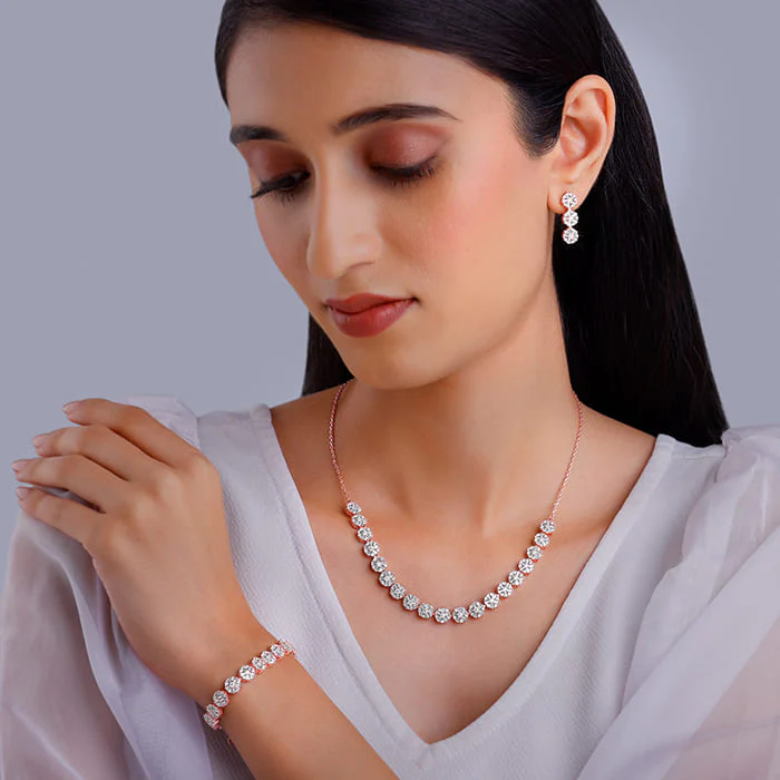 Rose Gold Studded Flower Set of Three - Image 3