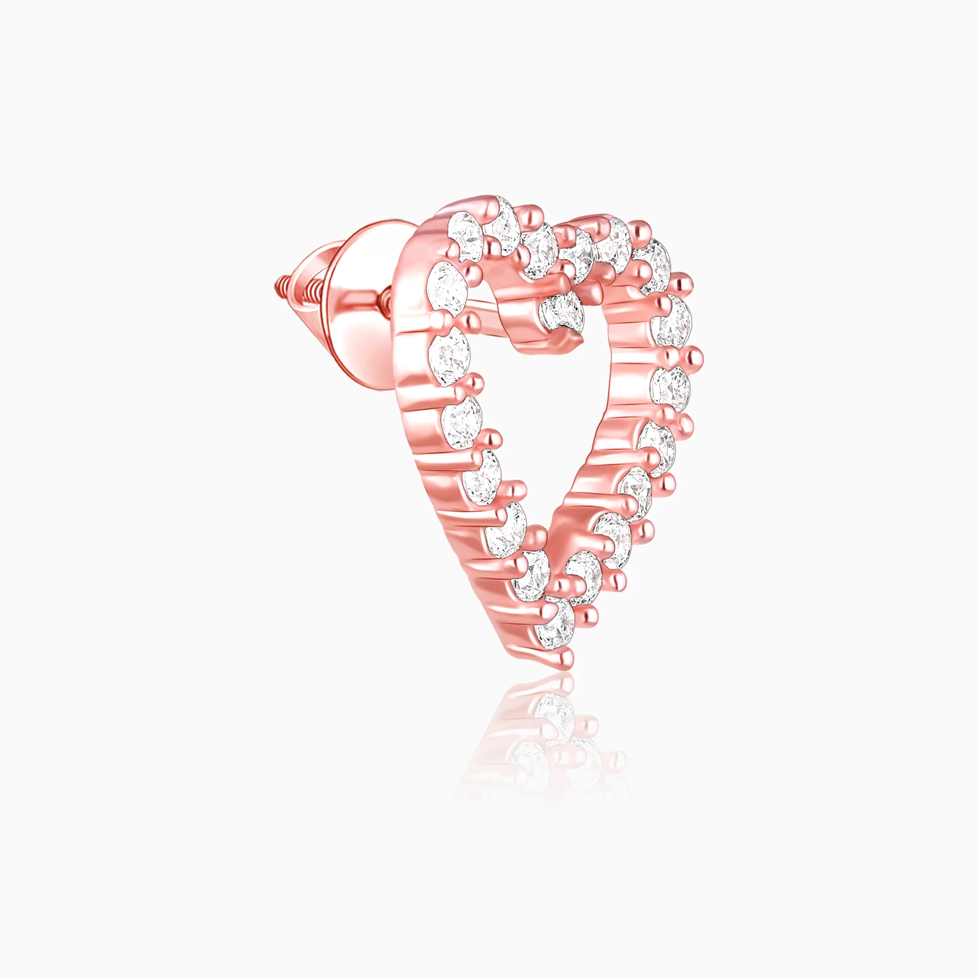 Rose Gold Studded Heart Earrings - Image 4