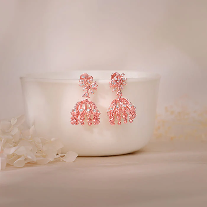 Rose Gold Sundar Mor Jhumki - Image 2
