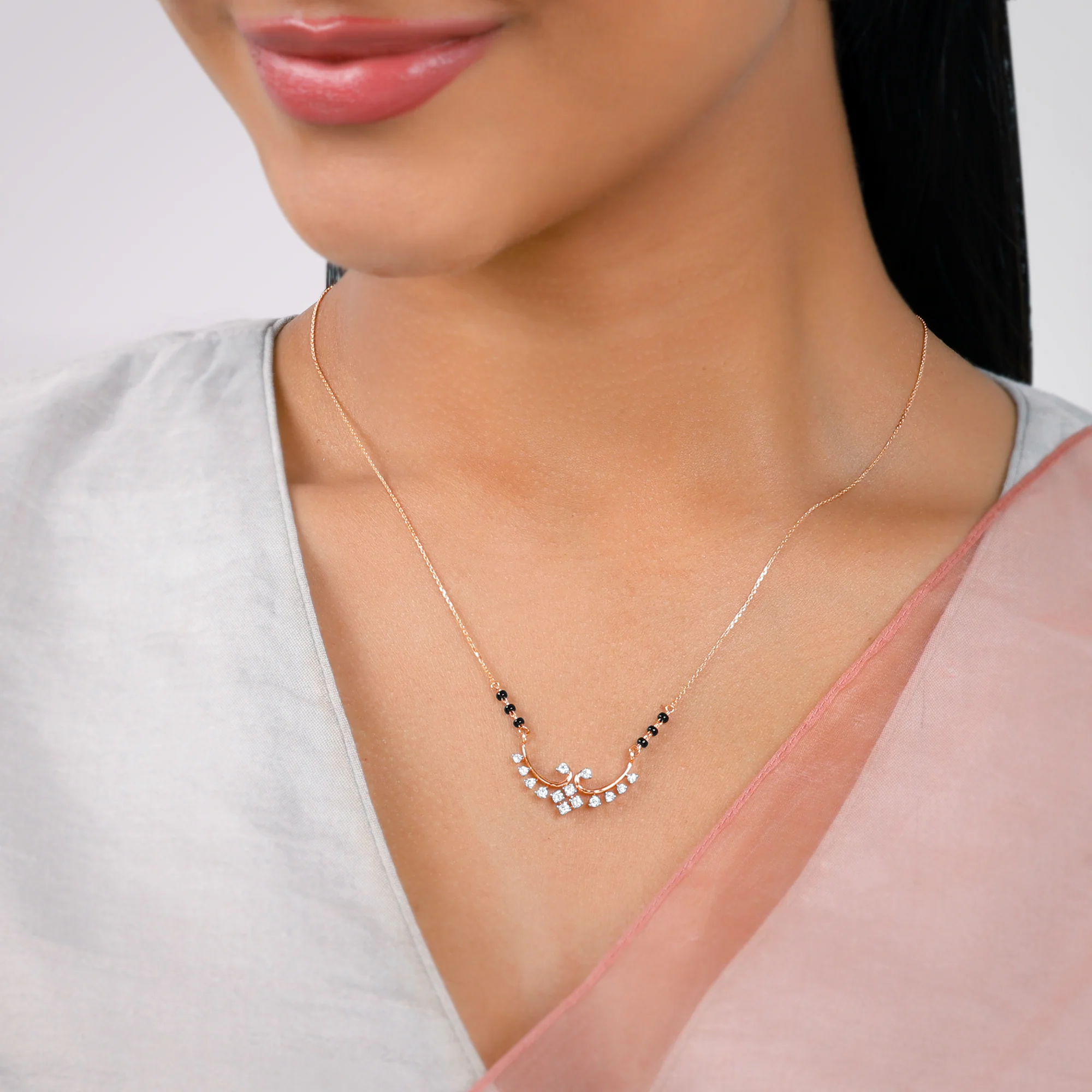 Rose Gold Sunetra Diamond Mangalsutra - Image 3