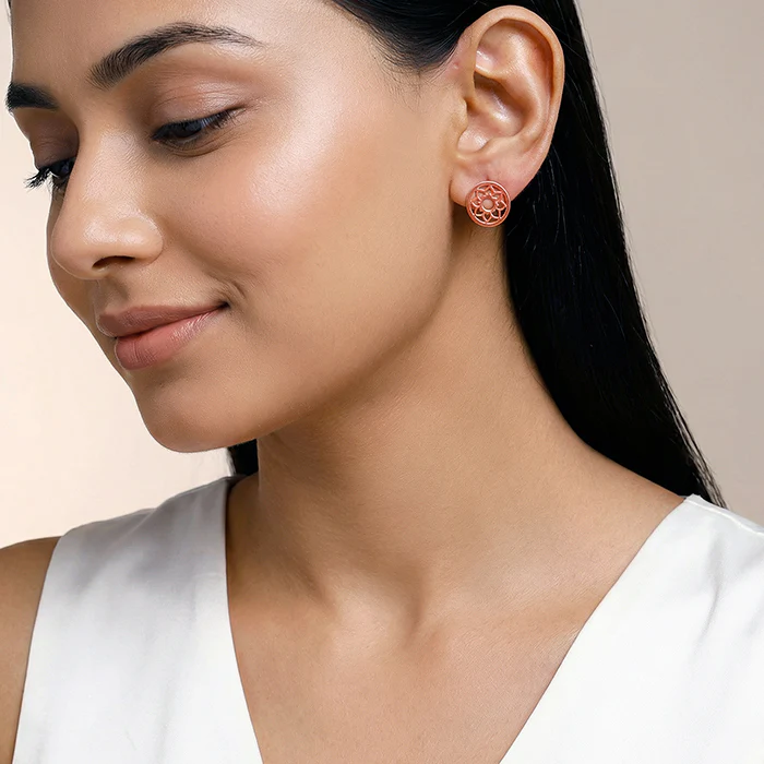 Rose Gold Sunpetal Filigree Earrings - Image 3