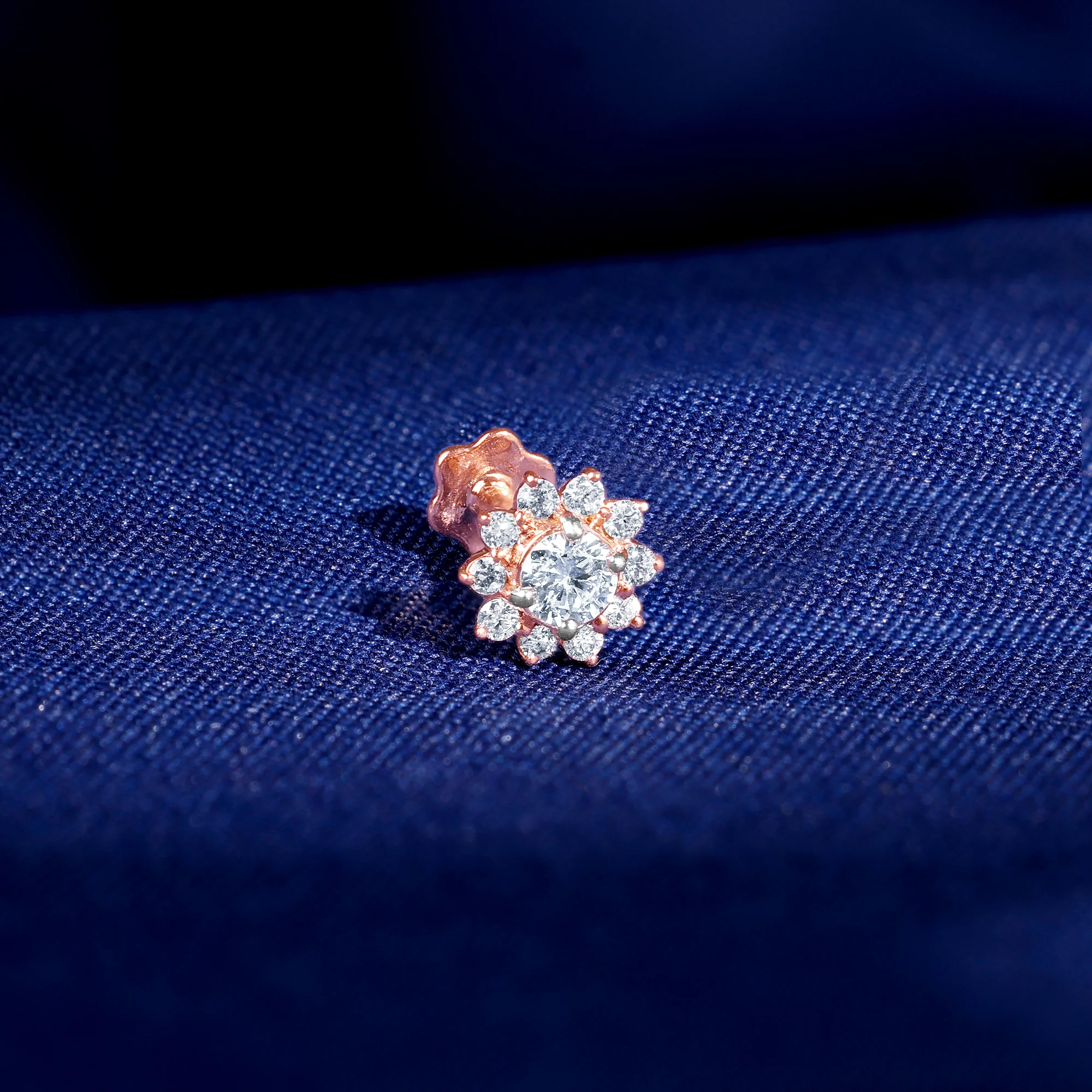 Rose Gold Sunstar Lab Grown Diamond Nose Pin - Image 2