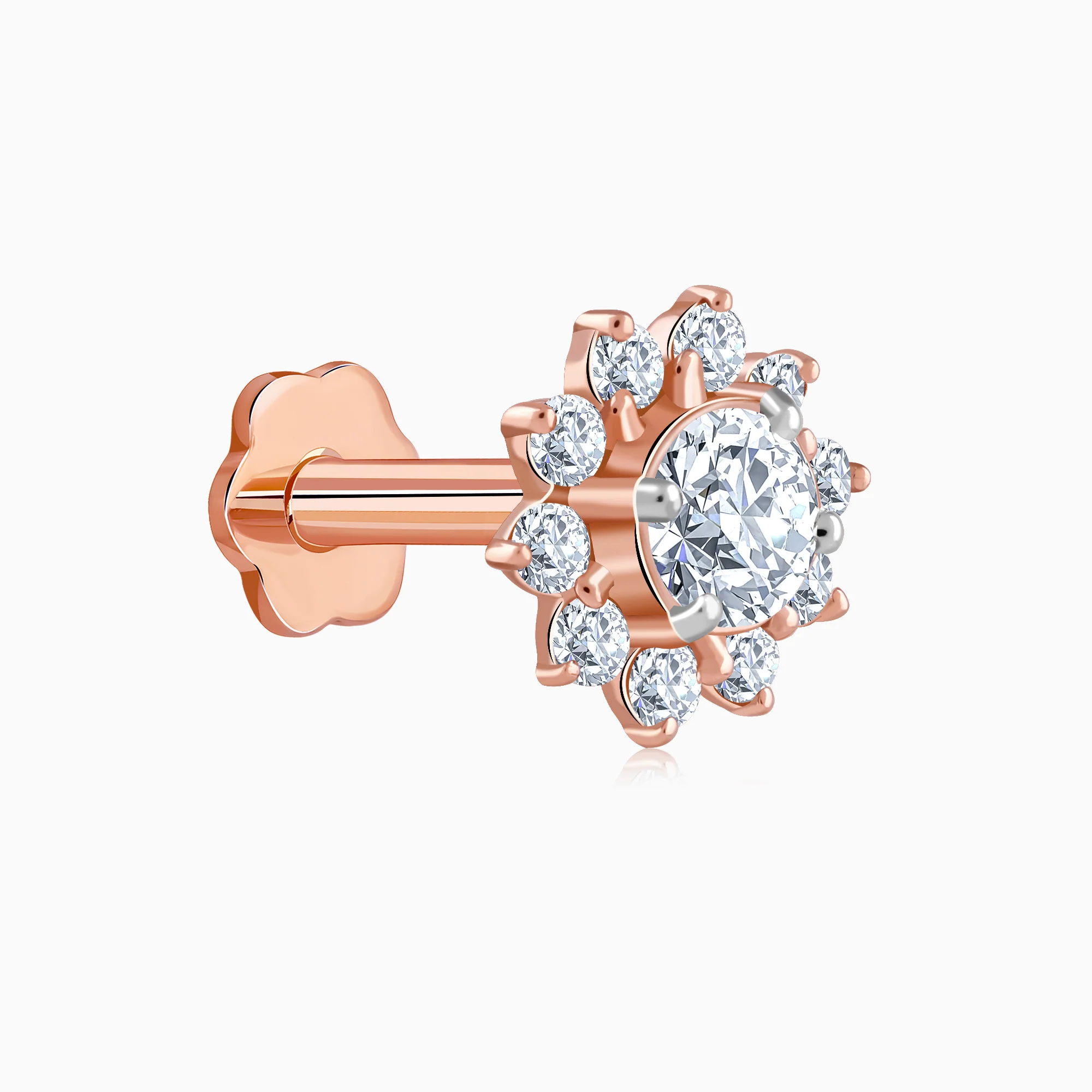 Rose Gold Sunstar Lab Grown Diamond Nose Pin - Image 4