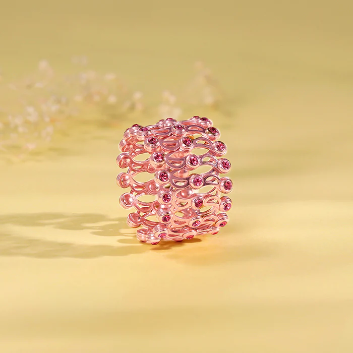 Rose Gold Supple Bracelet with Royal Pink Stones - Image 2