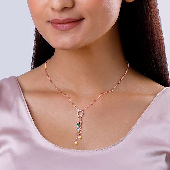 Rose Gold Swinging Bird Pendant with Link Chain - Image 3