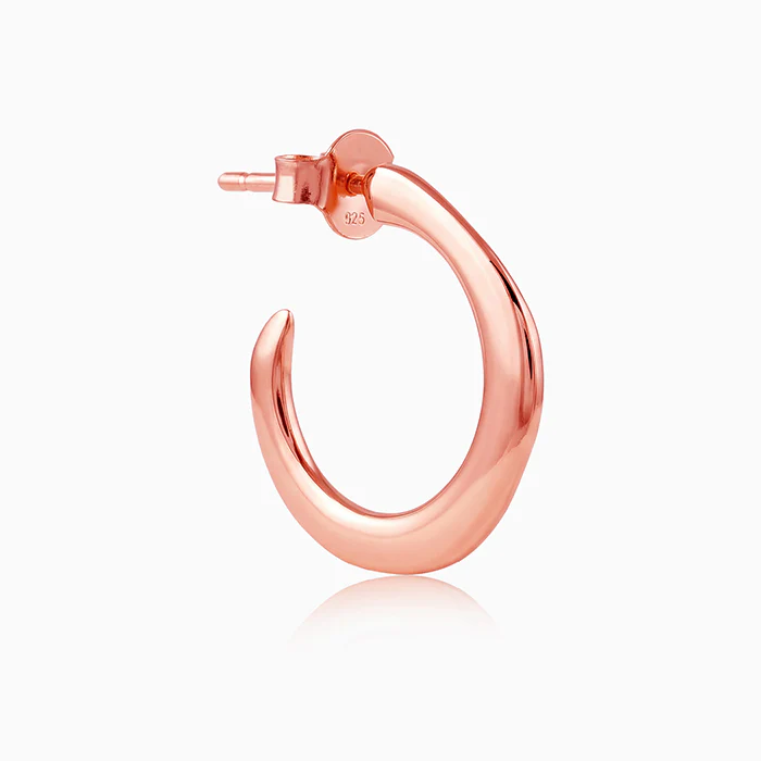 Rose Gold Tapered Hoop Earrings - Image 4