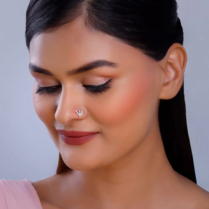 Rose Gold Thamara Nose Pin (Clip on) - Image 3