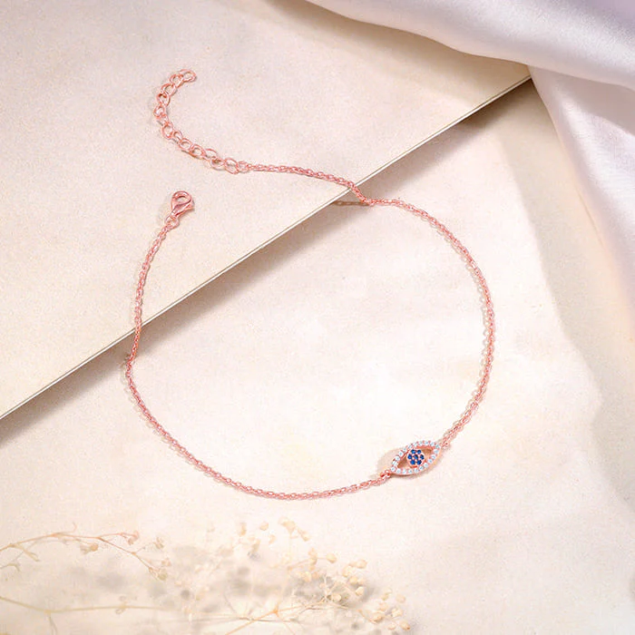 Rose Gold The Evil Eye Anklet - Image 2