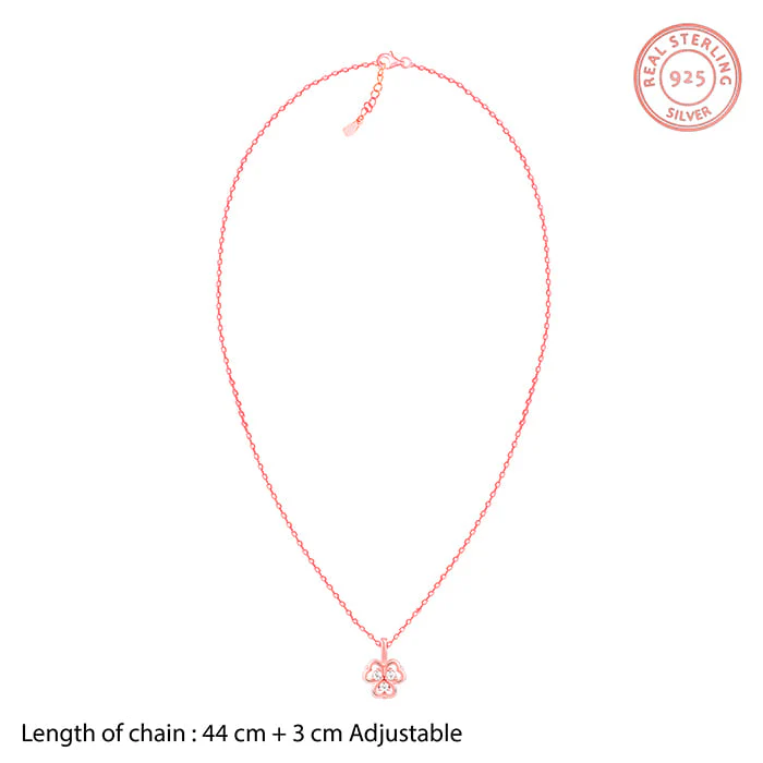 Rose Gold Three Leaf Clover Pendant With Link Chain - Image 5