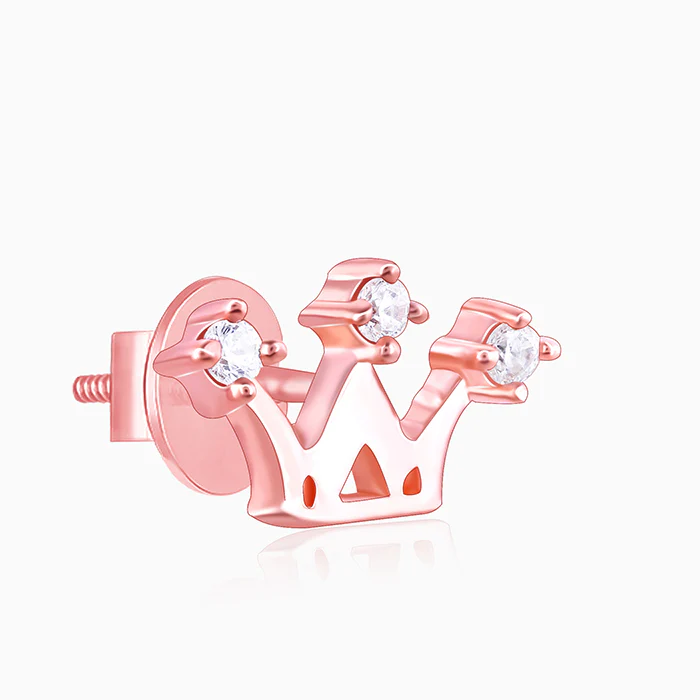 Rose Gold Tiara Stud Earrings - Image 4