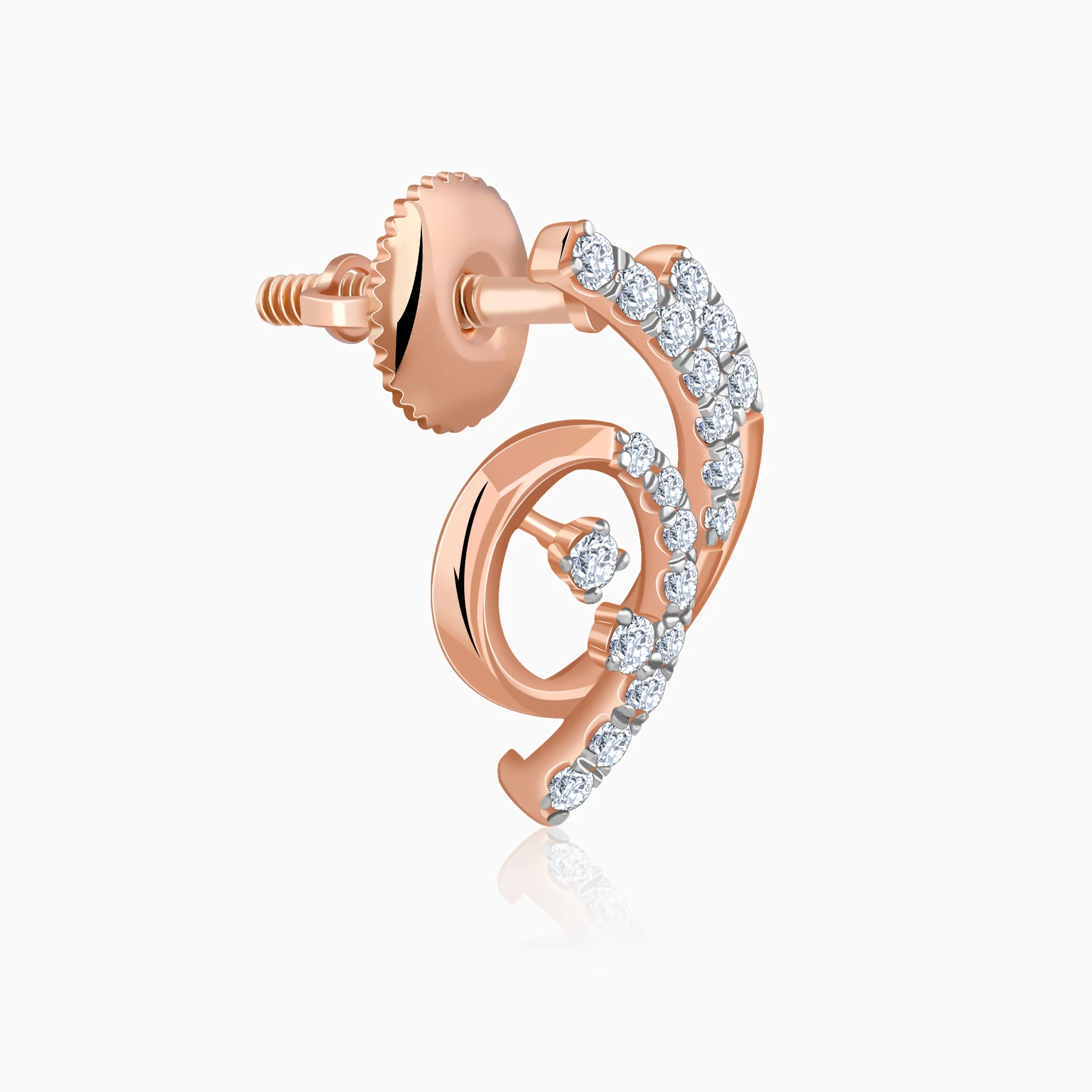 Rose Gold Twilight Swirl Lab Grown Diamond Earring - Image 4