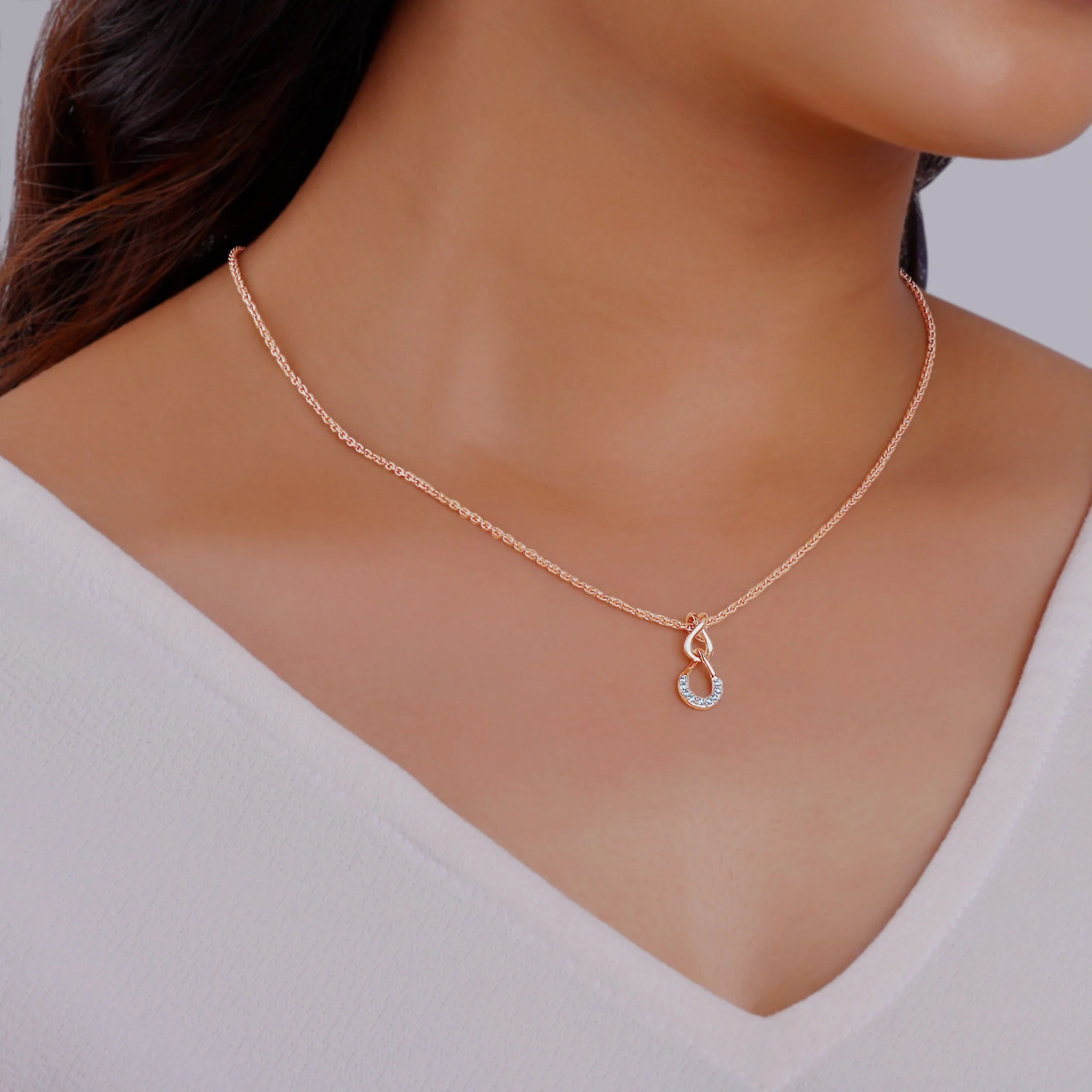 Rose Gold Twinkling Drops Diamond Pendant - Image 3