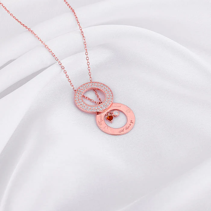 Rose Gold Two Hearts Becoming One Pendant With Link Chain - Image 4