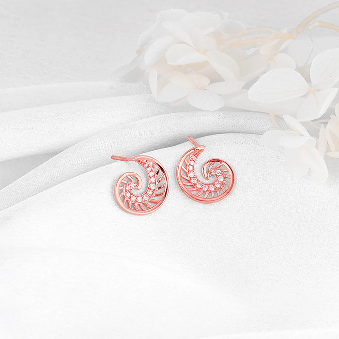 Rose Gold Volute Earrings - Image 2