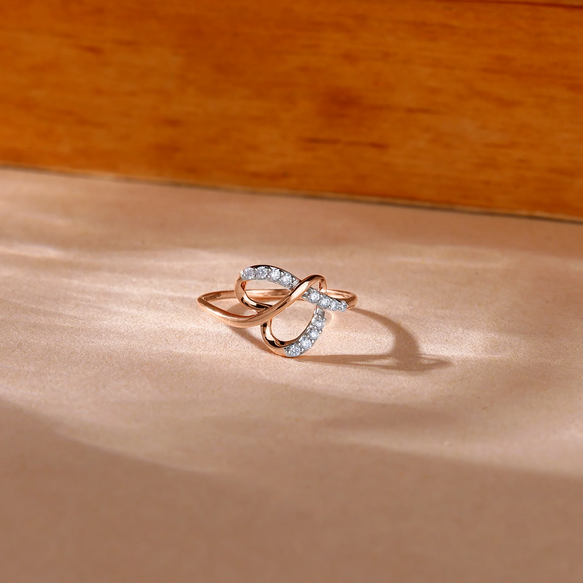 Rose Gold Warped Diamond Ring - Image 2